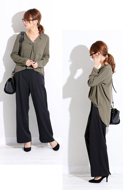 とろみシフォンドレープデザインブラウス／トップス「Galoo Shoppers」4,104円（税込）／画像提供：Galoo Shoppers