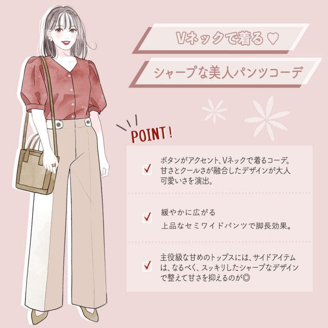 GU　2WAY布帛コンビネーションT　パンツ　イラスト　コーデ