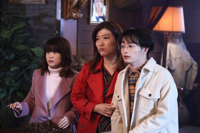 (左から)佐津川愛美、ヒコロヒー、森永悠希/「ミステリと言う勿れ」第3話より(C)田村由美/小学館 (C)フジテレビジョン