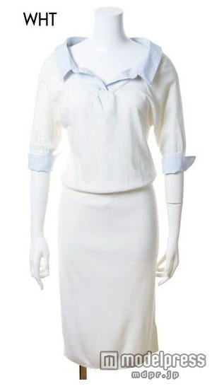 「snidel」オフショルシャツ付きニットワンピース「DOUBLE HEART」14,256円(税込)