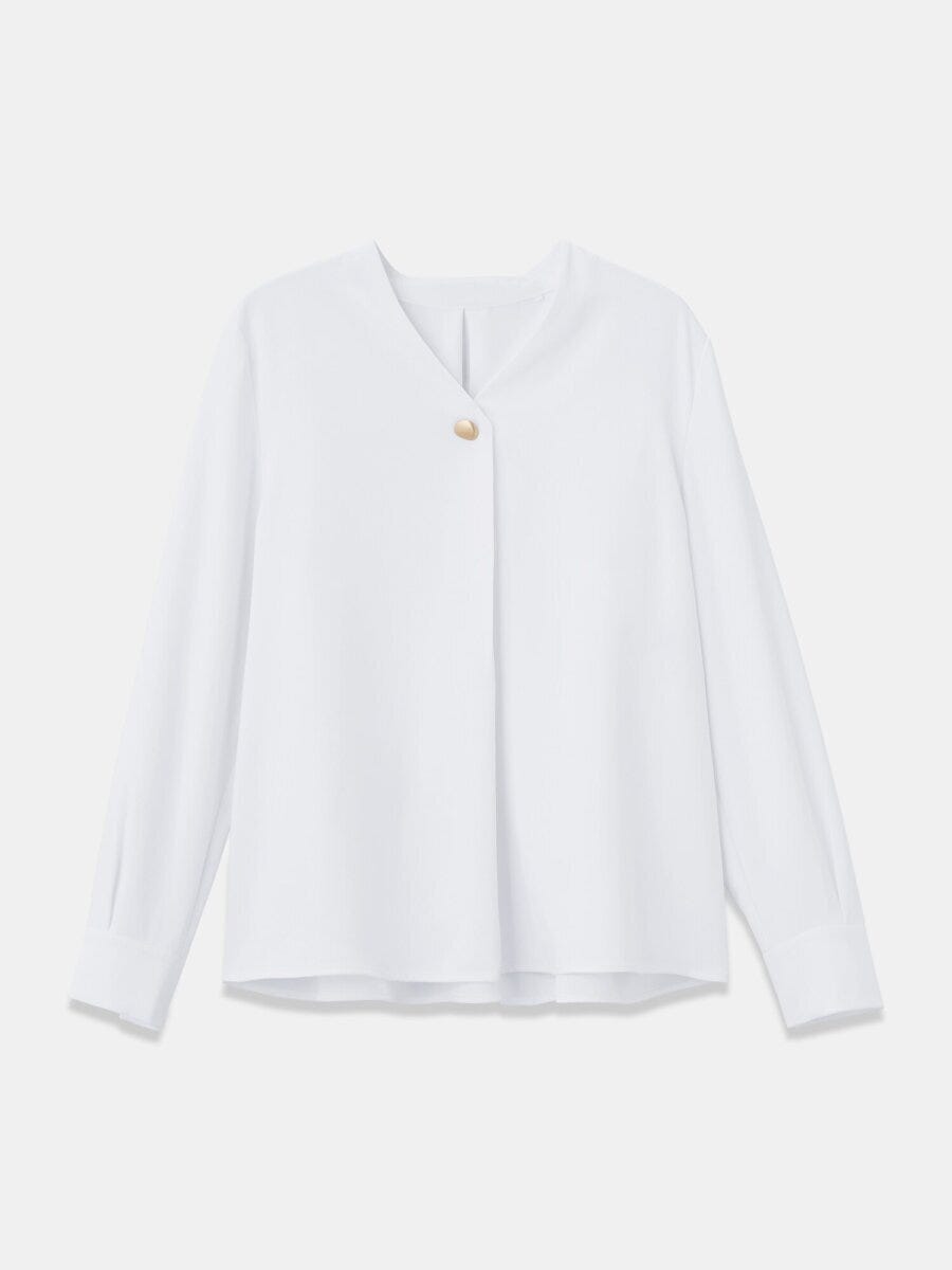 PLSTのUVカットVネックオーバルパーツブラウス