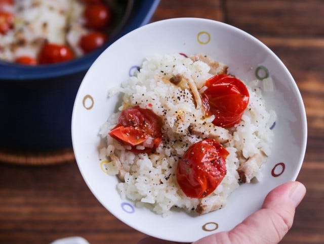 トマトの炊き込みご飯完成