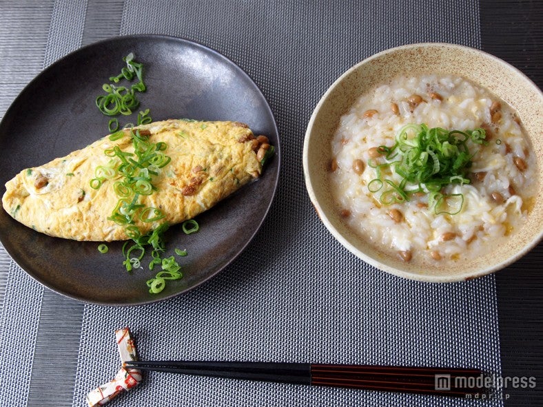 「納豆たまごがゆ→納豆オムレツ」