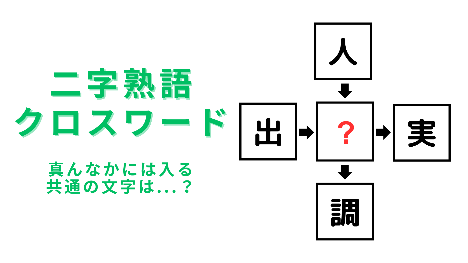 【二字熟語クロスワード】真んなかに入る漢字は？気軽に脳トレ！