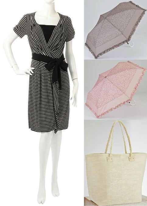 「ワンピースフェア」開催（上から）晴雨兼用LE JOURアンブレラ（グレー・ピンク）、BIGトートバッグ