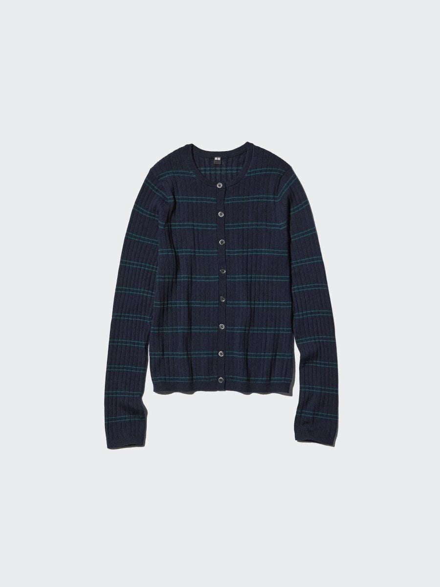 2025ユニクロ大人女性おすすめメリノリブクルーネックショートカーディガン