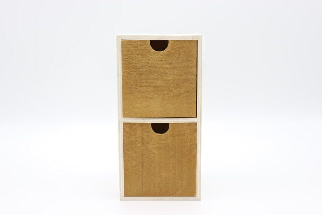 2段引き出し木製収納　パッケージ