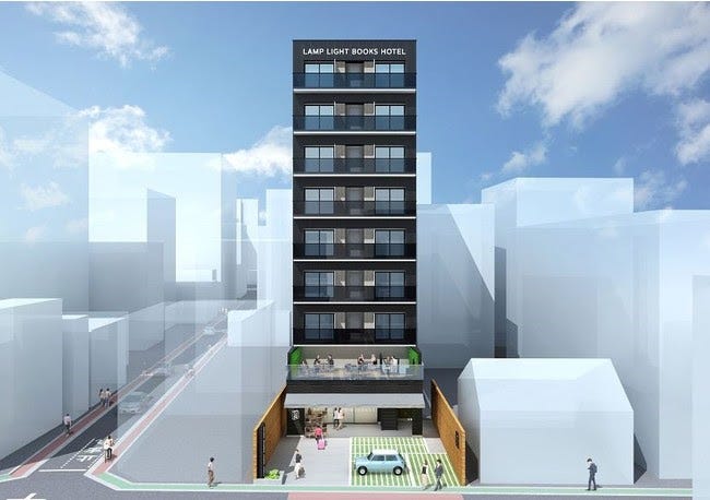 「ランプライトブックスホテル福岡」2021年末開業へ、本の世界に浸れる客室やカフェ整備