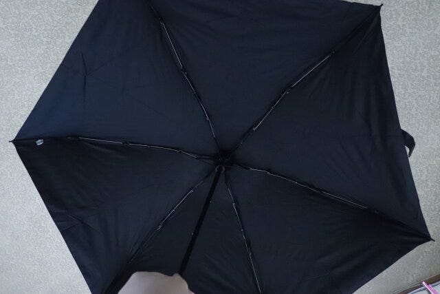 ダイソーの晴雨兼用フラット折り畳み傘の開いた状態