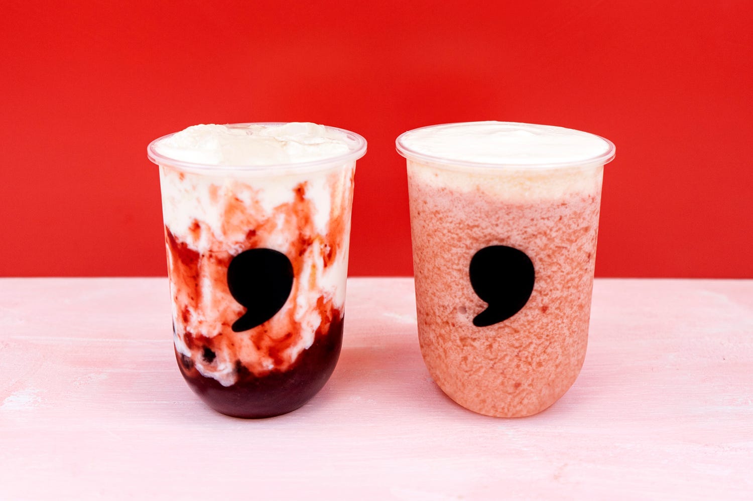 コンマティー「ストロベリータピオカラテ」「チーズフォームストロベリーフラッペ」夏限定で登場