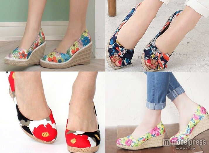 カワイイのに歩きやすい！フラワーウェッジパンプスで1点レディ主義♡