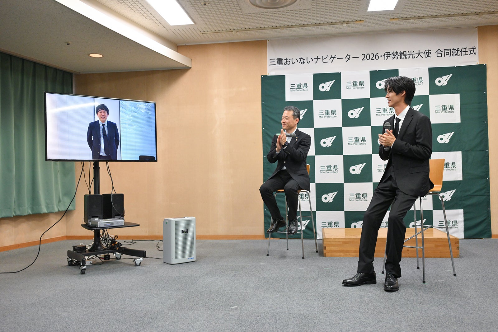 一見勝之知事、曽野舜太（提供写真）