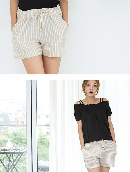 リネンストライプショートパンツ「coca」3,390円 (税込)