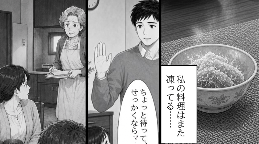 親戚の集まりで…嫁だけ毎回【カチコチに凍ったご飯】を出す義母！？しかし⇒夫のとった行動で…“義母が”絶望のワケ！？