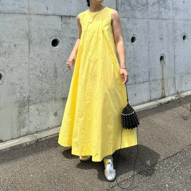 イエローマキシワンピース 2025夏レディース大人イエローマキシワンピース