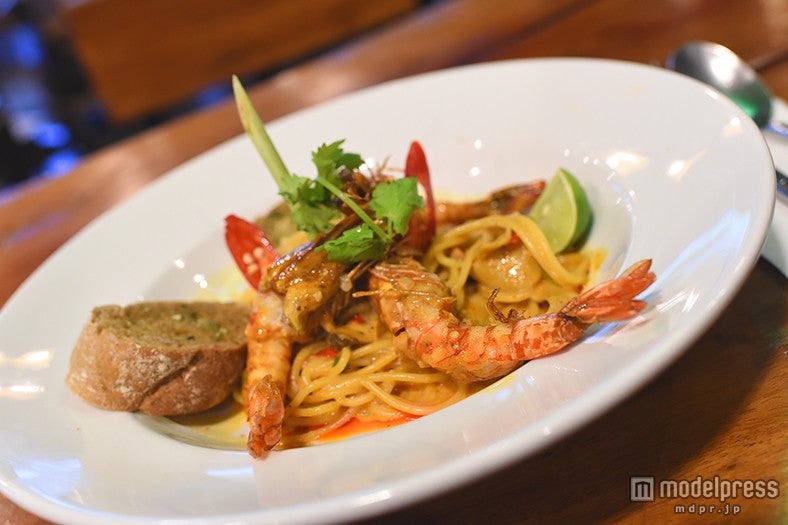 ピリ辛パスタ「Spaghetti Tom Yam Kung」150バーツ