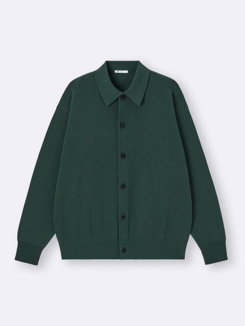 ユニセックスミラノリブポロカーディガン 2025gu女性おすすめユニセックスミラノリブポロカーディガン