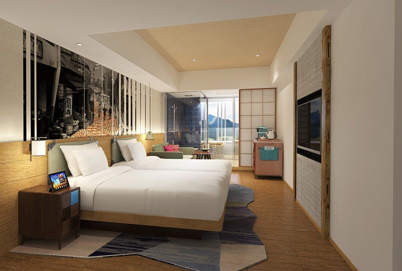 客室（デラックスツインリバーサイド）／画像提供：ホテルインディゴ箱根強羅