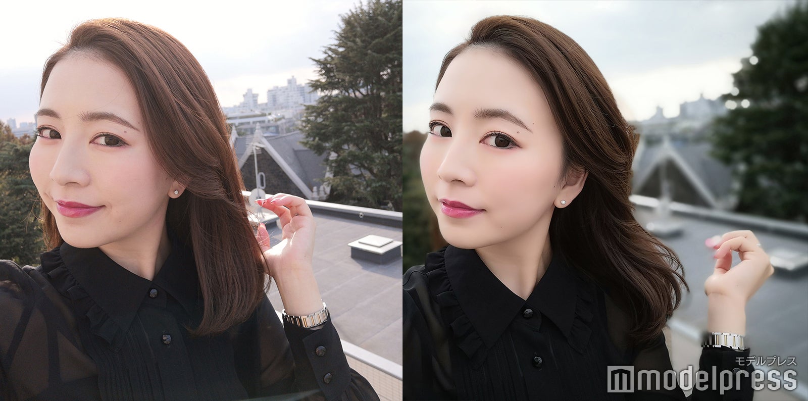 （左）「ポートレートモード」ならボケ感も自由自在／「HUAWEI P20 Pro」で撮影（C）モデルプレス