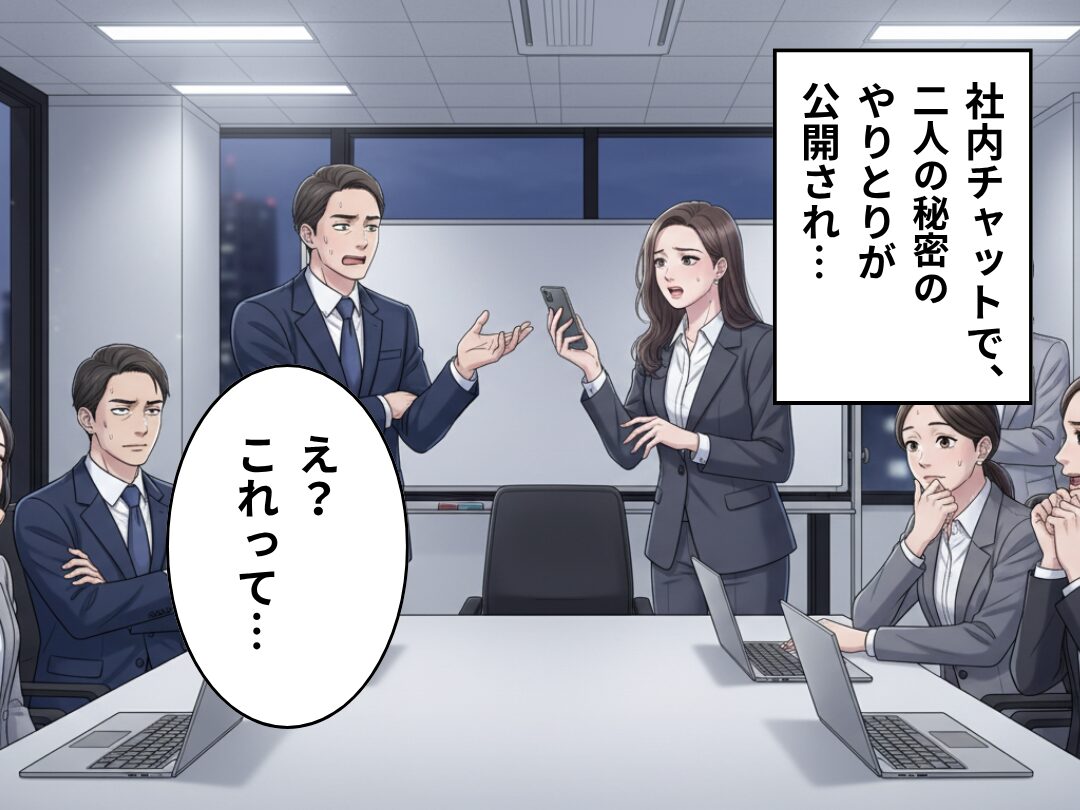 『また2人で…♡』社内チャットで“秘密共有”を楽しむ男女。しかし「えっ…これって…」全社員が“目撃した”結果