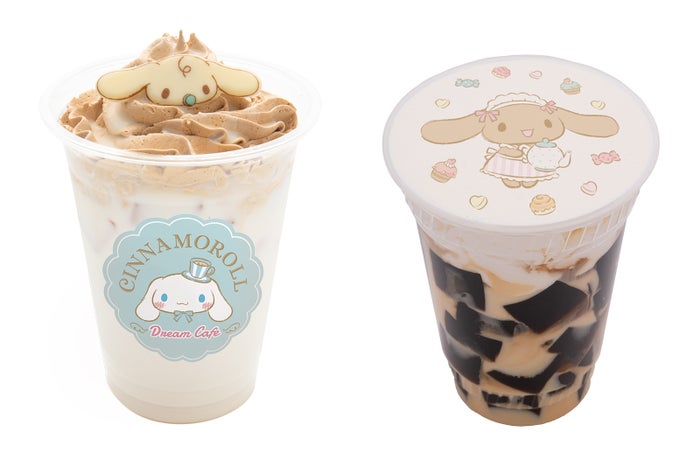 みるくのほうじ茶ラテ、モカの飲むコーヒーゼリー各650円(C)2019 SANRIO CO.,LTD.