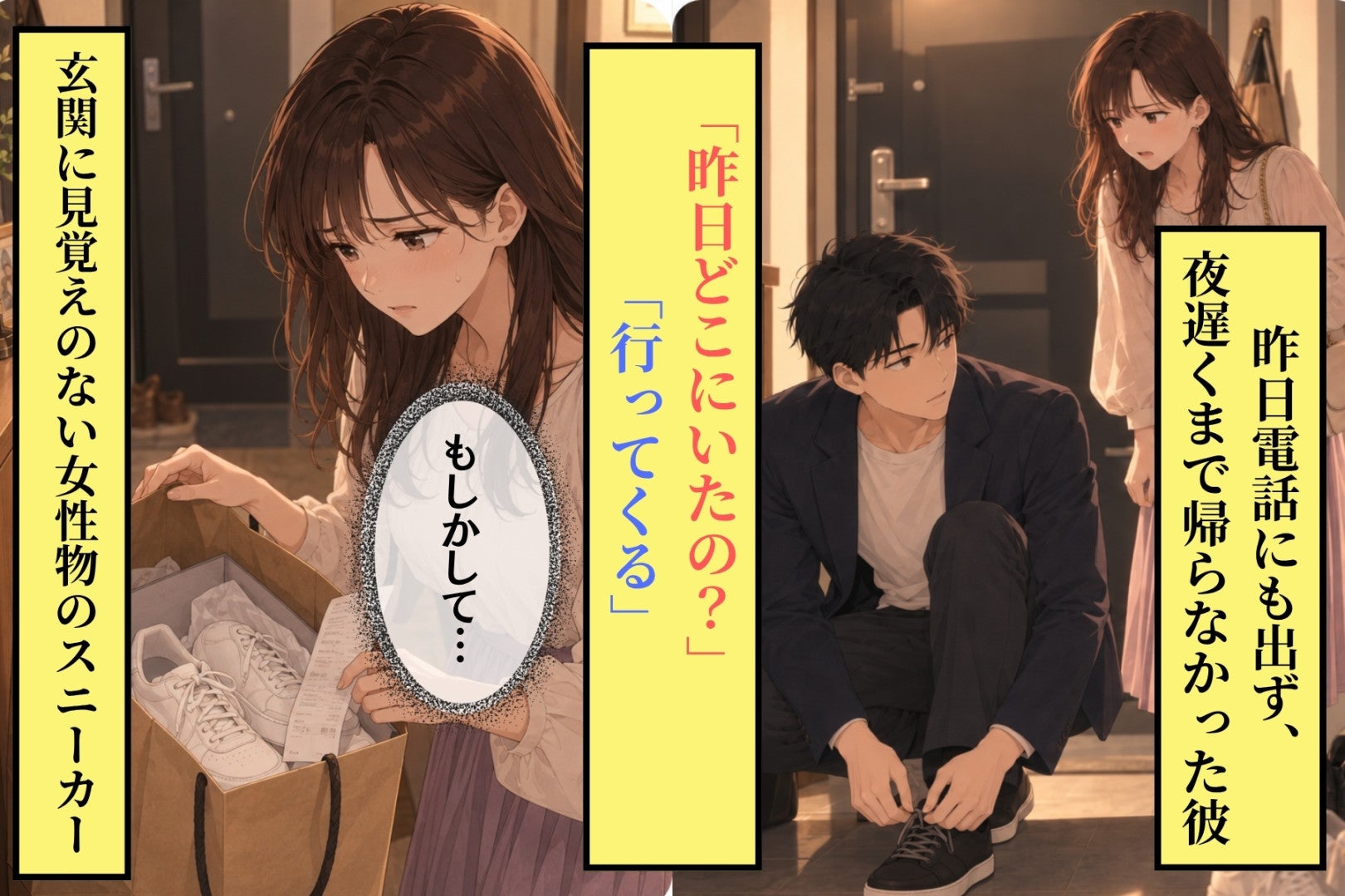 「昨日どこにいたの？」と問い詰めた朝、彼が玄関に置いていった紙袋の中身