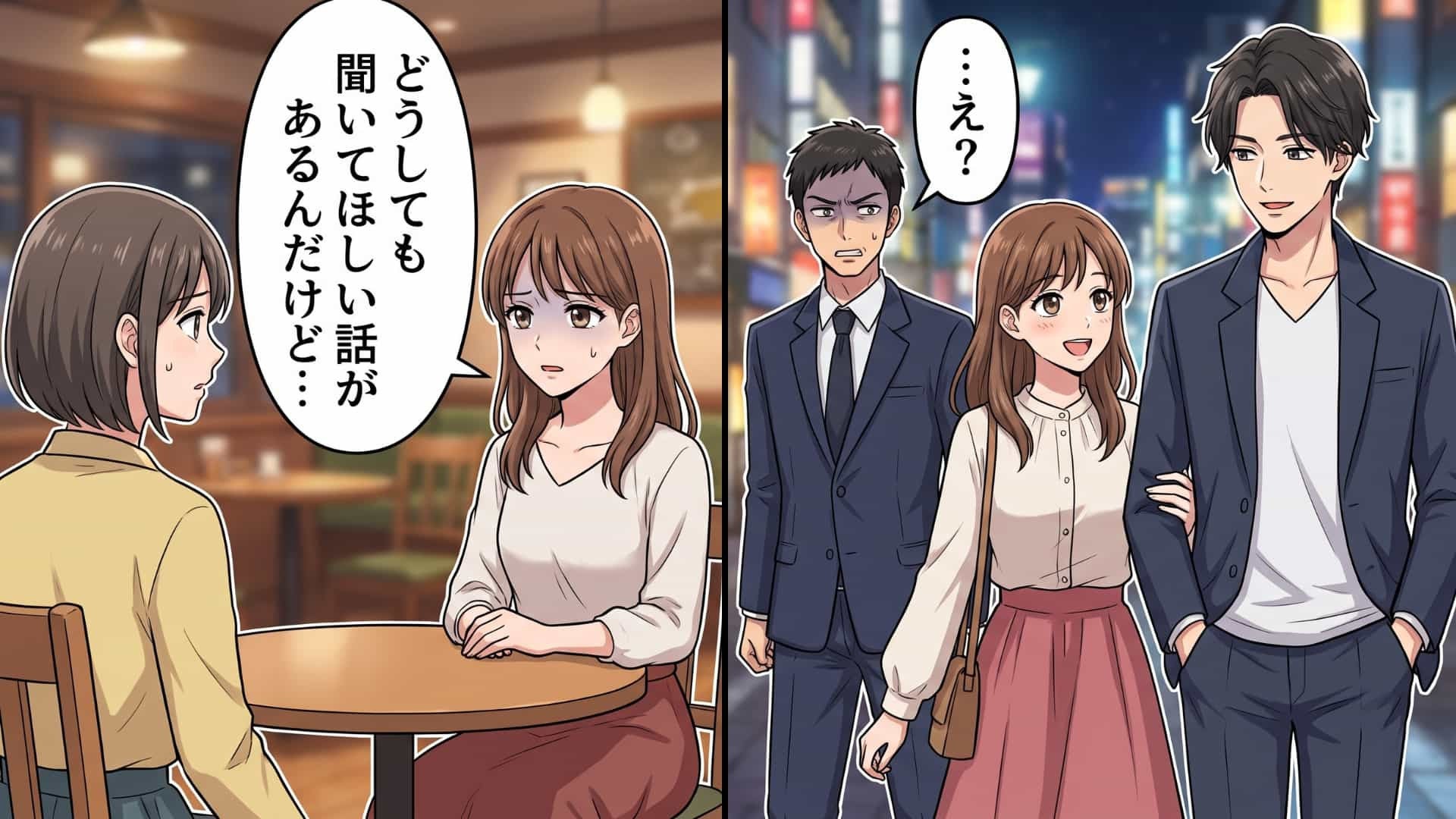 【まさかの展開】彼氏がいるのにマッチングアプリ！？結婚報告だと思って向かった友人との食事で、【衝撃の事実】が発覚して…！