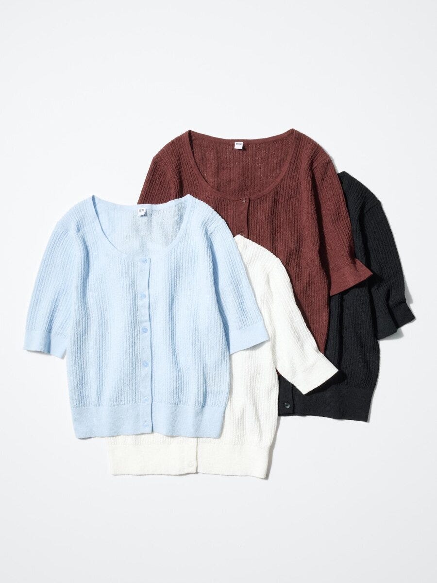 2026ユニクロ春夏大人女性おすすめシアーレースクルーネックカーディガン