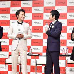（左から）藤森慎吾、新バチェラー・小柳津林太郎氏、今田耕司、指原莉乃 （C）モデルプレス