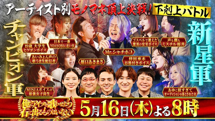 『アーティスト別モノマネ頂上決戦 俺にアイツを歌わせたら右に出るものはいない』より(C)TBS