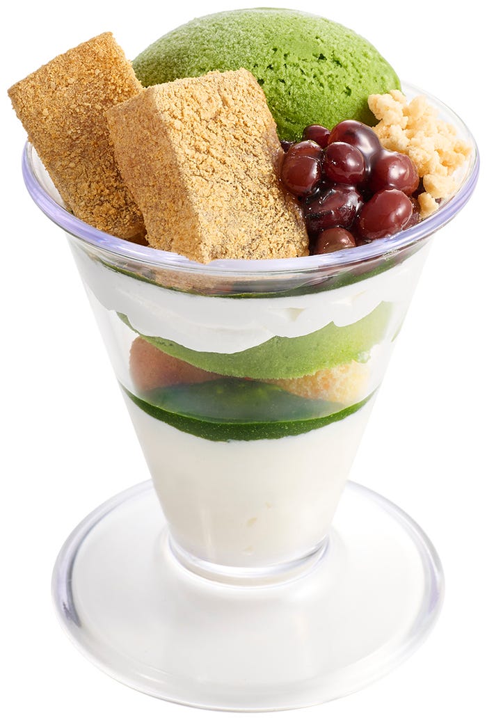 老舗茶舗のお抹茶わらび餅パフェ(税込430円~)/提供画像