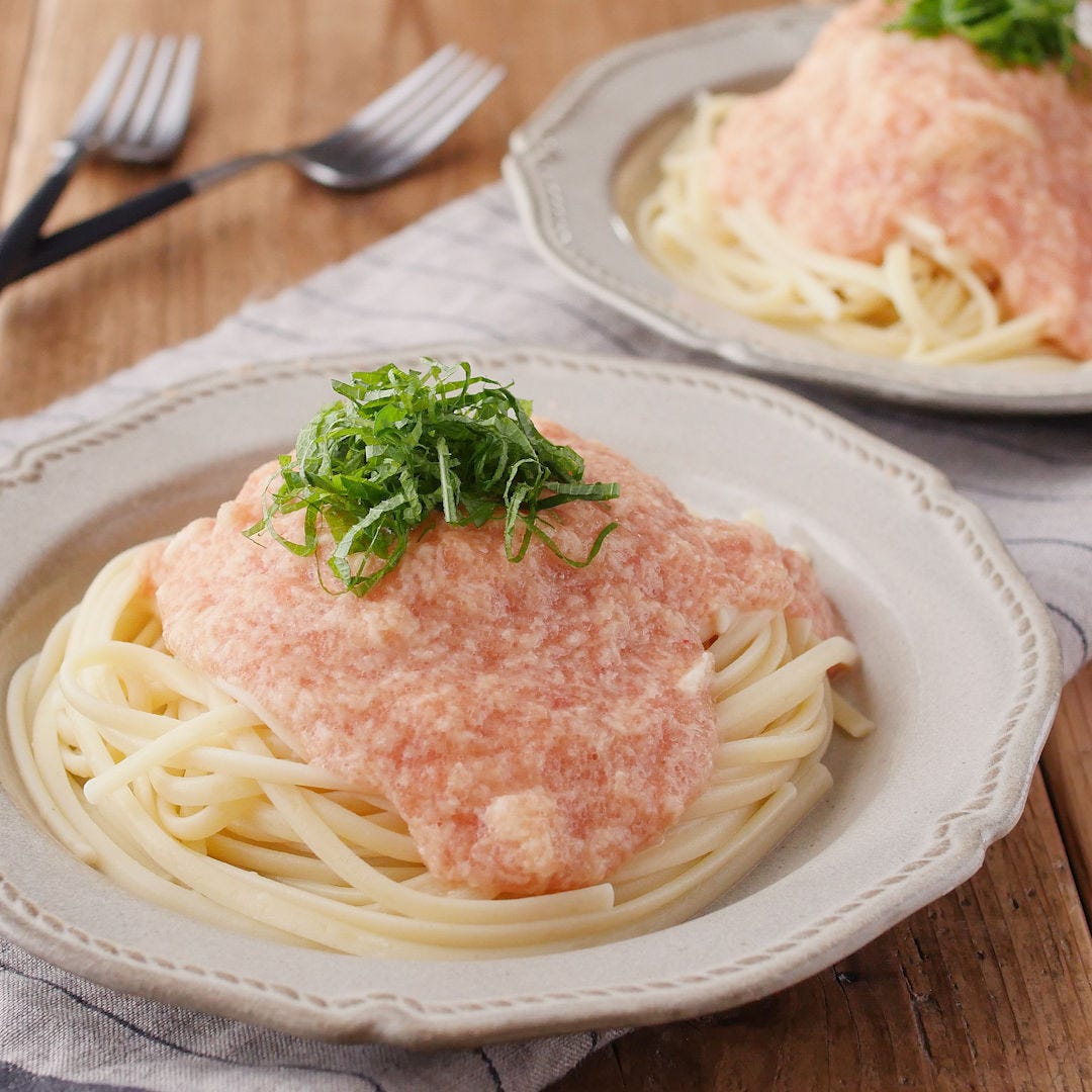調味料1つで。とろろ明太の和風パスタ