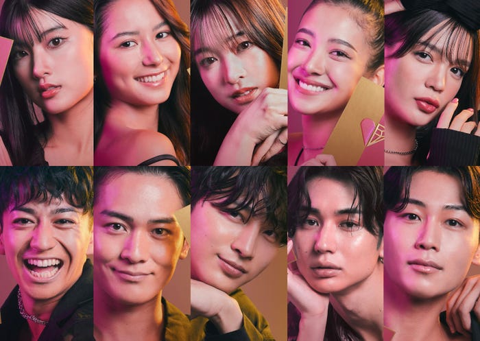 (上段)井上瞳、ヴァッツ美良、海津雪乃、谷岡美沙紀、矢ヶ部初音(下段)大倉亞門、佐久間海世、高崎凌、東夏輝、水野友貴(C)CJ ENM CO., LTD. All Rights Reserved(C)AbemaTV,Inc.