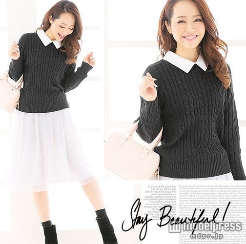 取り外し可襟付きケーブルニット 「KOBE LETTUCE」2,980円（税込）