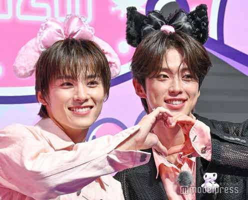 JO1川西拓実&河野純喜、“メロクロ”コーデで登場 プライベートでの「お忍び純拓デート」実現願う