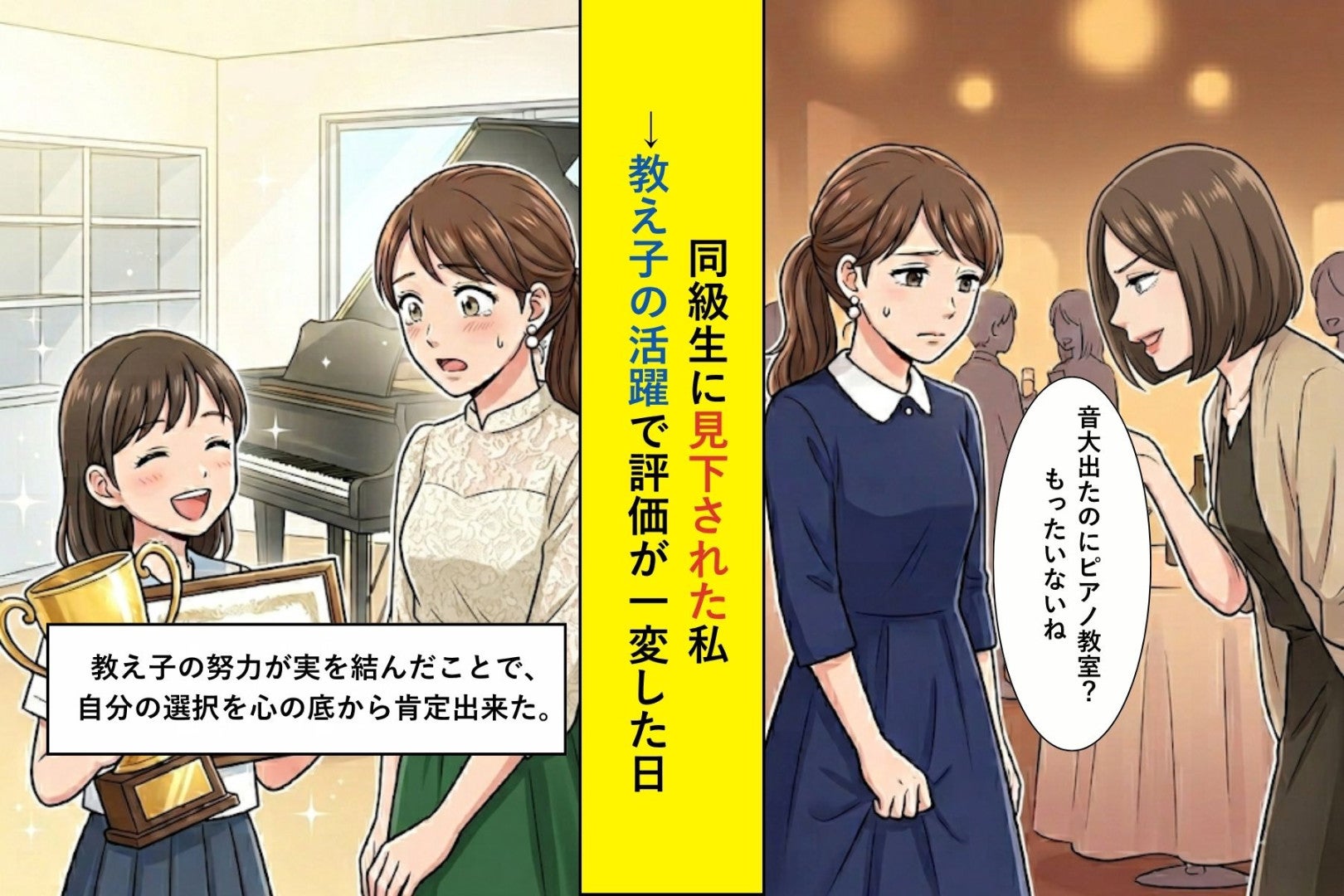 「音大出たのにピアノ教室？もったいないね」と同級生に見下された私→教え子の活躍で評価が一変した日