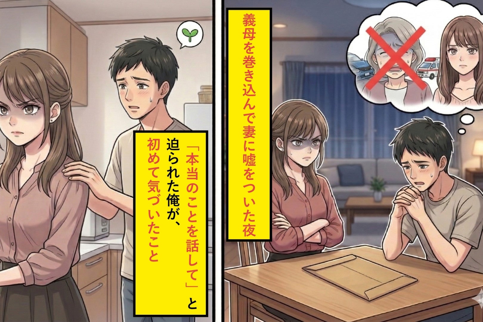 母を巻き込んで妻に嘘をついた夜。「本当のことを話して」と迫られた俺が、初めて気づいたこと