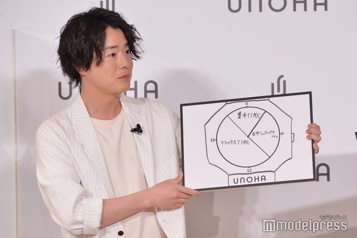 シュウペイの1日のリラックス時間「アシックスの多分今後採用されるであろう時計をイメージしました」(C)モデルプレス