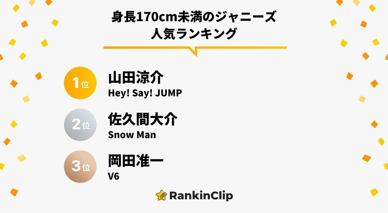 身長170cm未満のジャニーズ人気ランキング