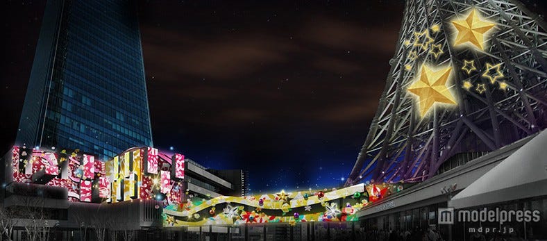 東京スカイツリー周辺がXmas一色に プロジェクションマッピング連動企画も