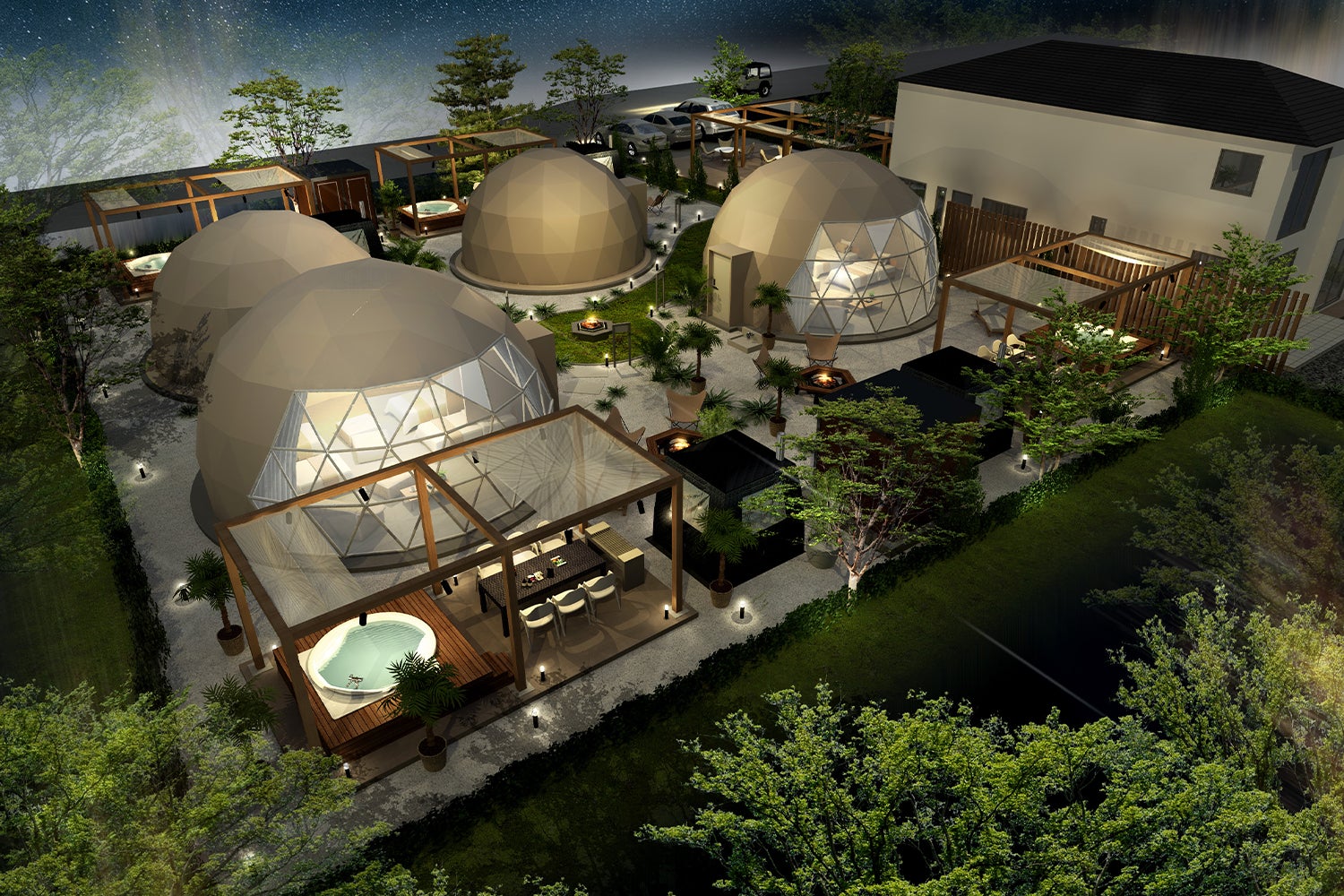 千葉に“雲海”グランピング「THE BONDS」ドーム客室はジャグジー＆サウナ付き