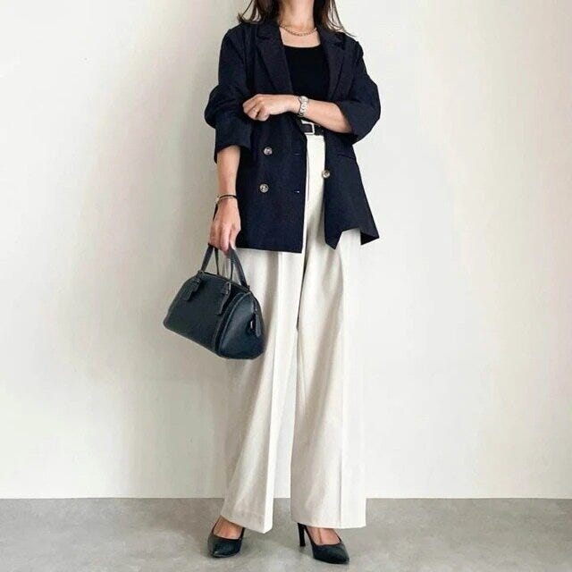 お手本コーデ 2025秋冬ユニクロ女性タックワイドパンツお手本コーデ