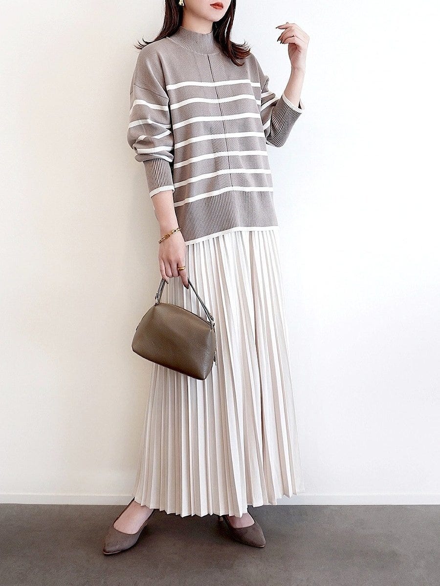 ニットと白スカートのコーデ3