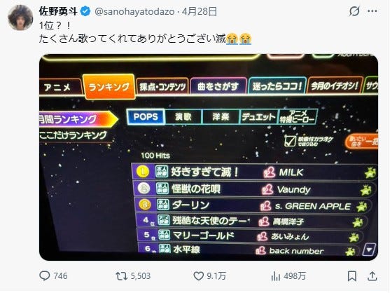 佐野勇斗 公式Xより