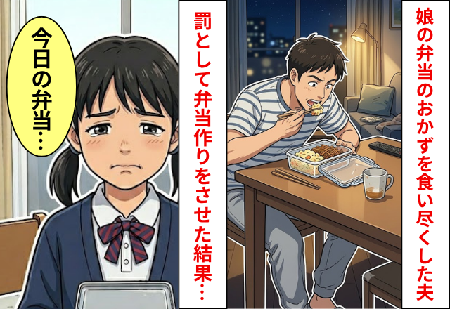 深夜…娘の弁当のおかずを食い尽くした夫！罰として弁当作りをさせた結果⇒娘「今日の弁当…」