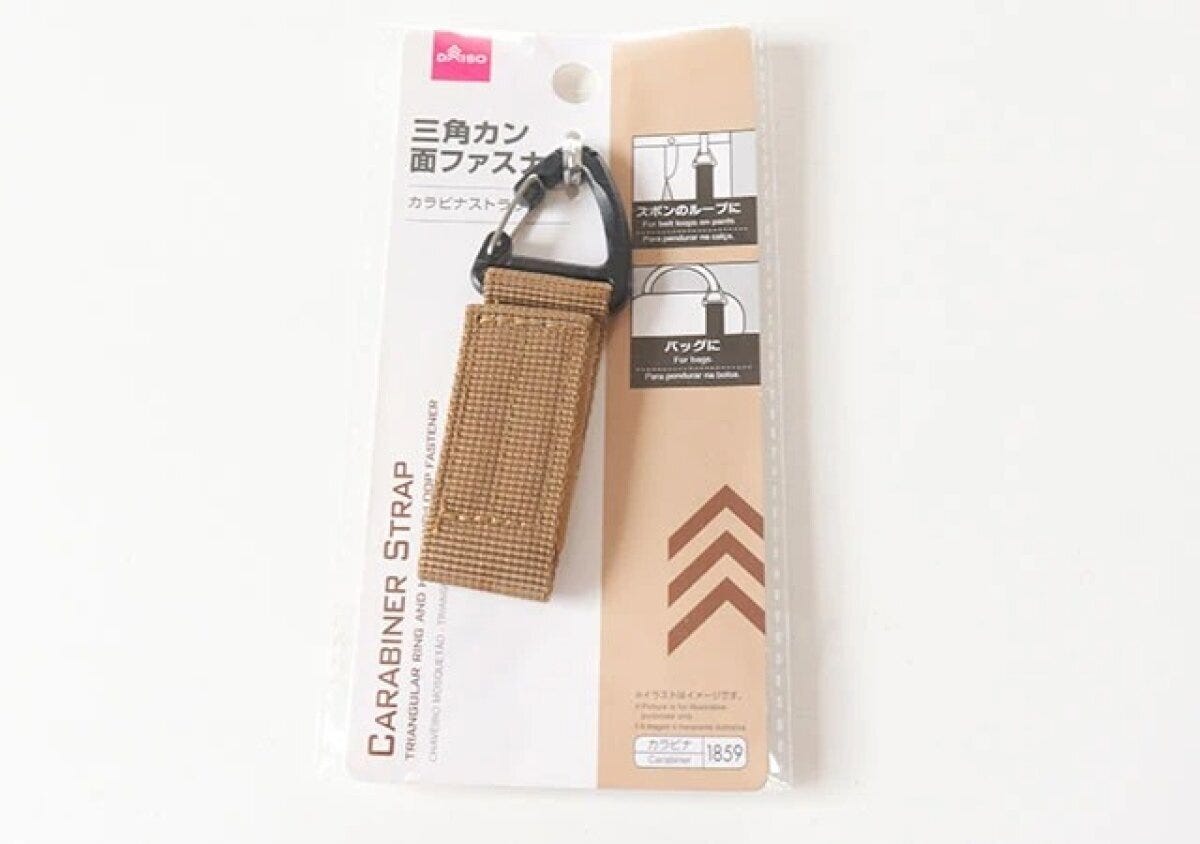 ダイソー カラビナストラップ(三角カン面ファスナー)パッケージ ダイソー カラビナストラップ(三角カン面ファスナー)パッケージ