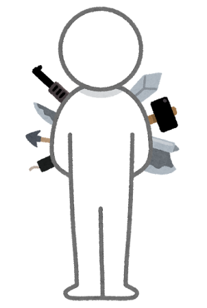武器を隠し持つ人のイラスト(棒人間)