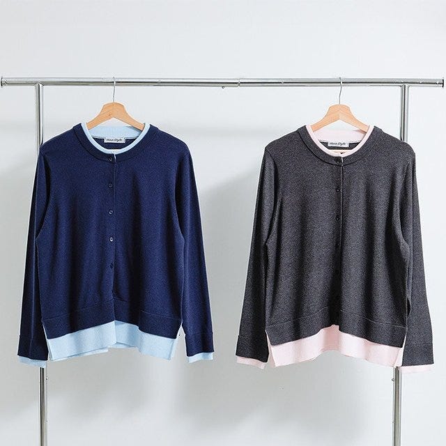 しまむらの配色ニットカーディガン（Hina）