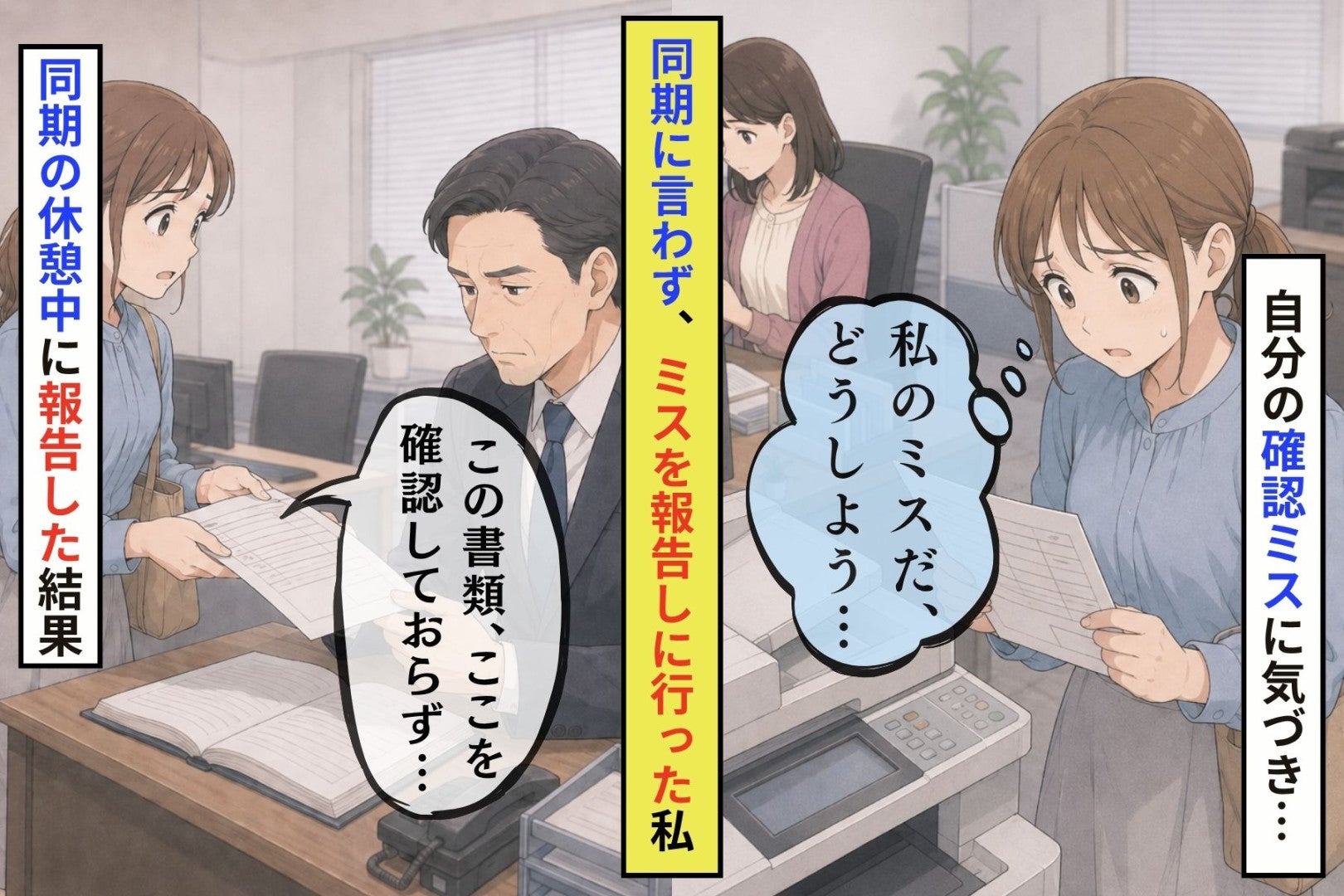 上司の席へ先に向かった私。伝えたのは、同期のミスではありませんでした