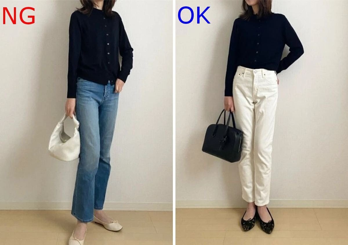大人女性黒カーディガンNG＆OKコーデ